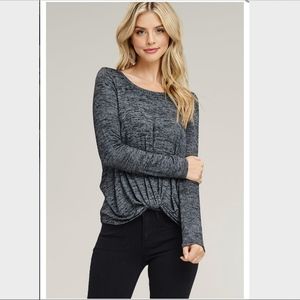 NWT! Charcoal Long Sleeve Twist Top